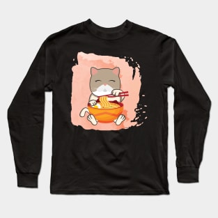 'Japanese Anime Cat Ramen' Cute Cats Adorable Long Sleeve T-Shirt